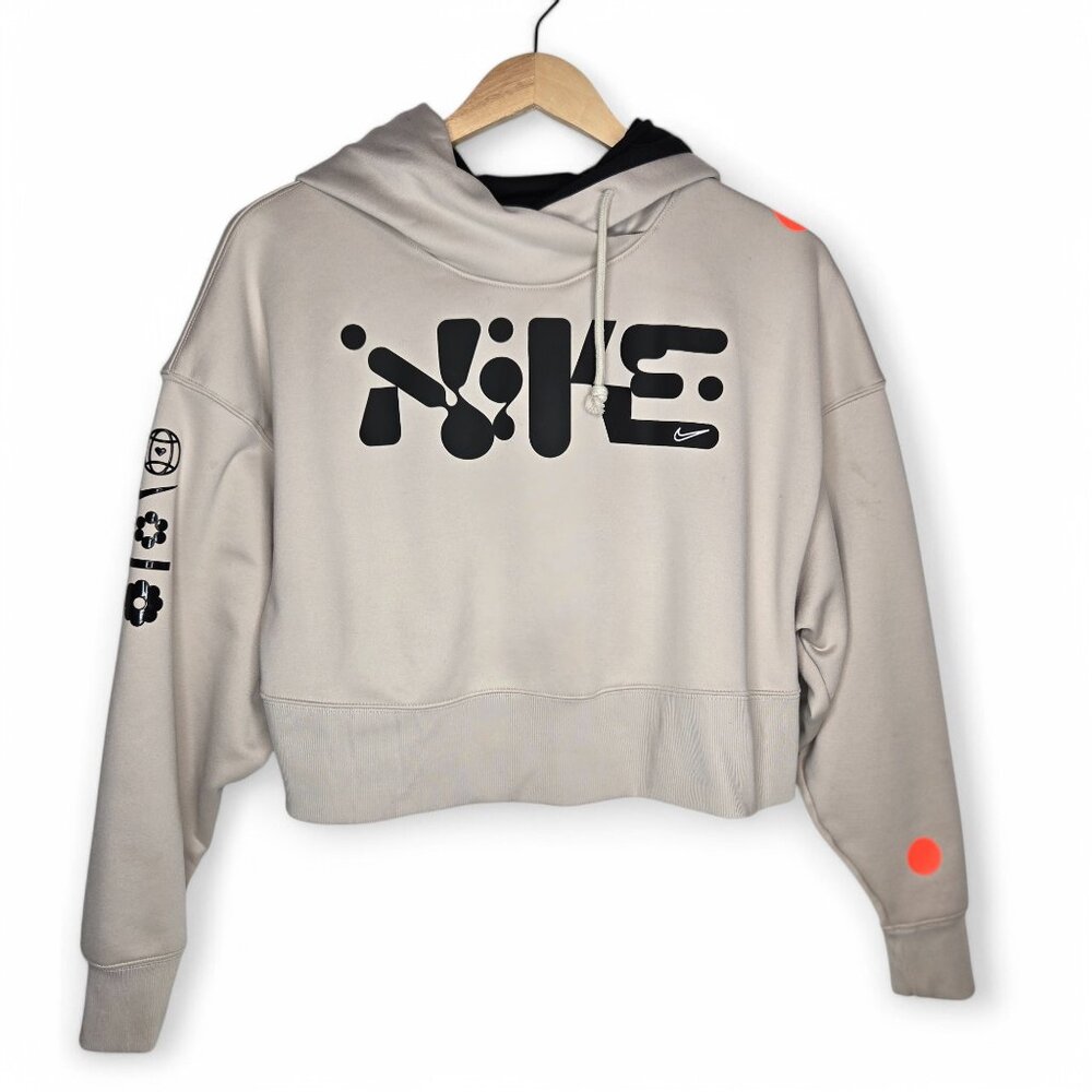 Nike Retro Cropped Training Hoodie Women's Modern Spellout Cross Collar Chunky S